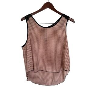 WDG Pink Grid Pattern Sleeveless Top SIZE LARGE
